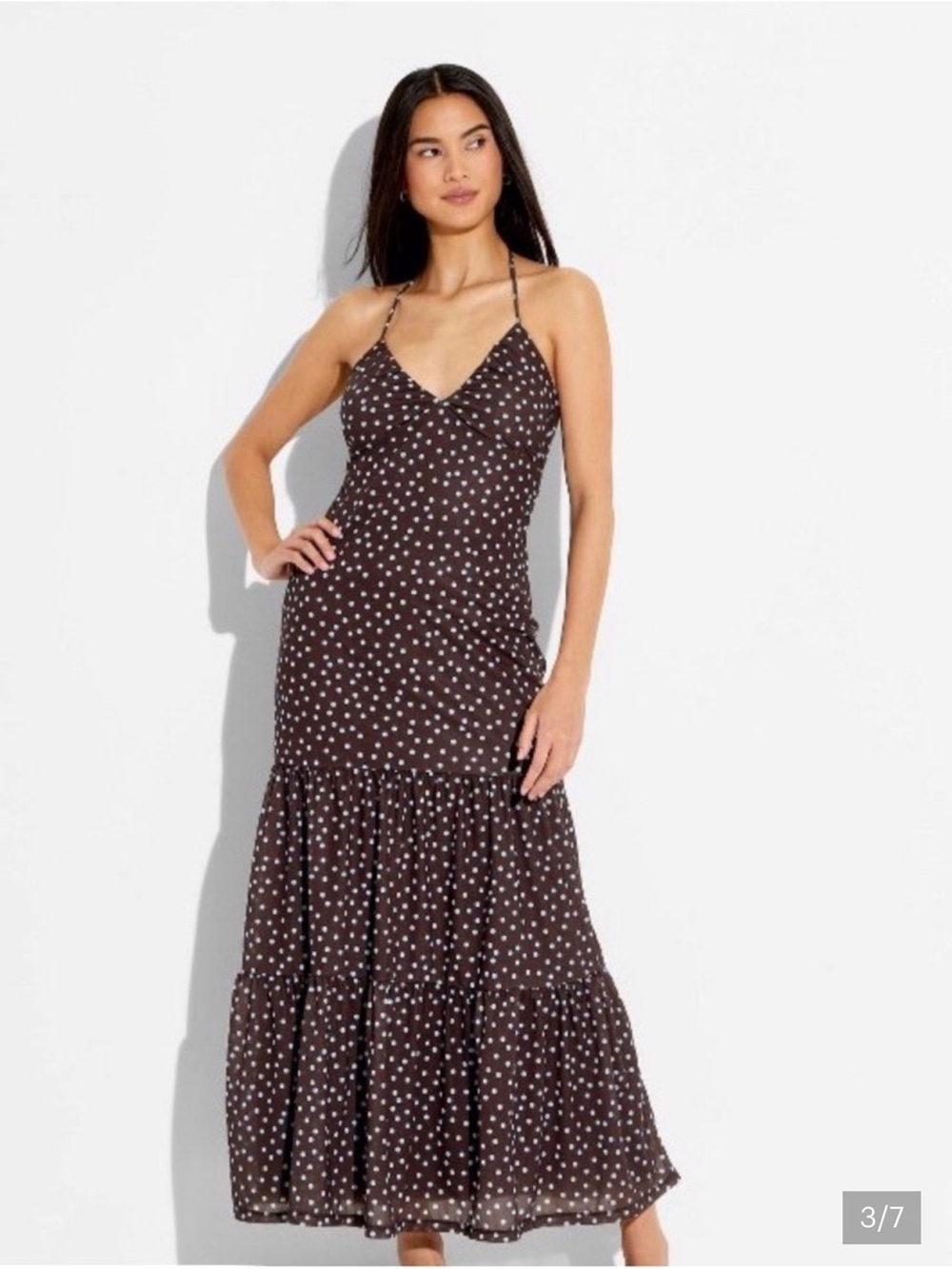 Wild Fable Polka Dot Maxi Sundress in brown blue size XXL NWT